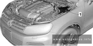 Volkswagen Touareg - fuse and relay box location - engine compartment