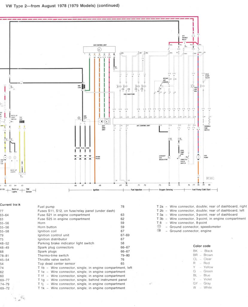 Volkswagen Baywindow Bus (1976 - 1979) - fuse box diagram - Auto Genius