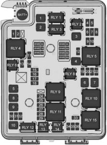 Holden Barina (TM) - fuse box diagram - engine compartment