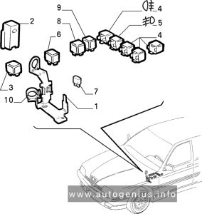 Alfa Romeo 164 (1988 - 1997) - fuse box diagram - engine compartment