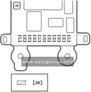 Toyota Previa (2003 - 2005) - fuse box diagram - passenger compartment (fuse box no. 1)