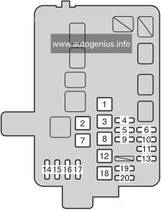 Toyota Tarago (2012 - 2015) - fuse box diagram - engine compartment fuse box no. 2