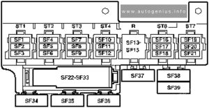 Volkswagen Transporter (T5.1; 2010 - 2015) - fuse box diagram - passenger compartment (holder F)