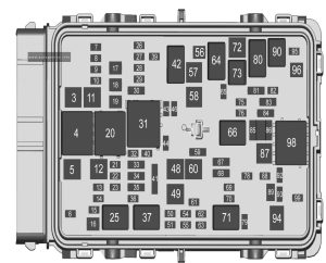 Cadillac XT4 - fuse and relay box diagram - engine compartment