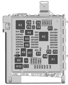 Cadillac XT6 - fuse and relay box diagram - engine compartment