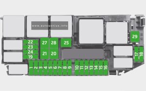 Skoda Kamiq (2019 - 2020) - fuse and relay box diagram - engine compartment