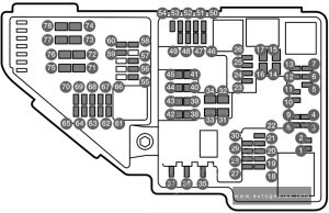 Volvo V60 - fuse and relay location and diagram - engine compartment (town engine)