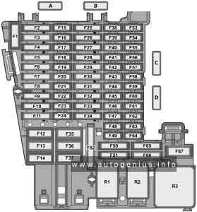 Audi Q4 e-tron (2022 - 2024) - fuse and relay diagram - passenger compartment