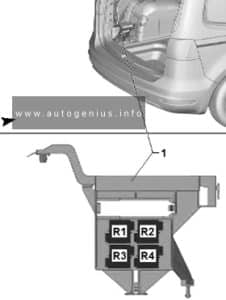 Seat Alhambra (MK2/7N; 2010 - 2020) - fuse and relay box diagram - engine compartment (relays)