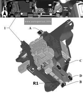 Volkswagen Tiguan - fuse and relay diagram - passenger compartment (individual fuses - LHD)