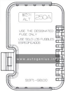 KIA Tellerude (2020 - 2022) - fuse and relay diagram - battery terminal 250A