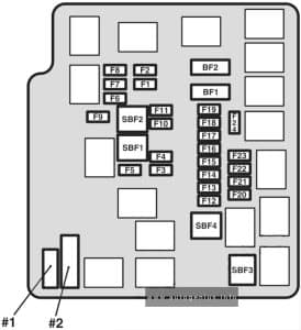 Mitsubishi L200 (2017 - 2019) - fuse and relay diagram - engine compartment