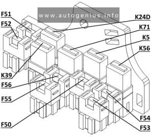 Opel Astra H (2004 - 2009) - fuse and relay diagram - luggage compartment (type 2)